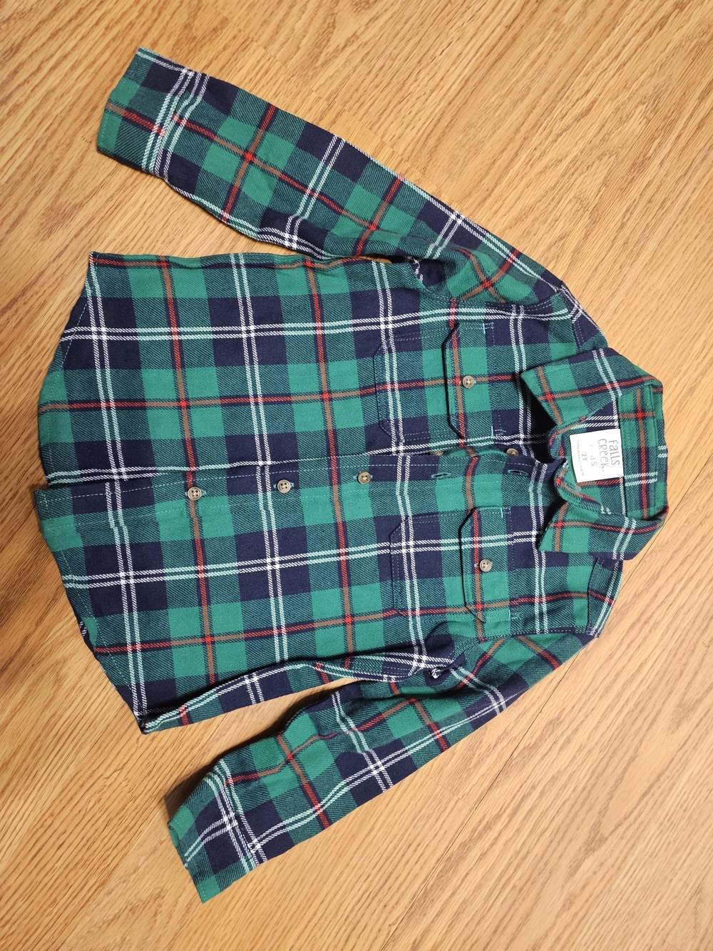 Falls Creek Green & Navy Plaid Button-Up Jacket size 2T